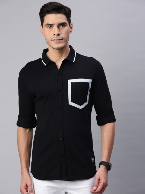 abof Men Black Solid Casual Shirt