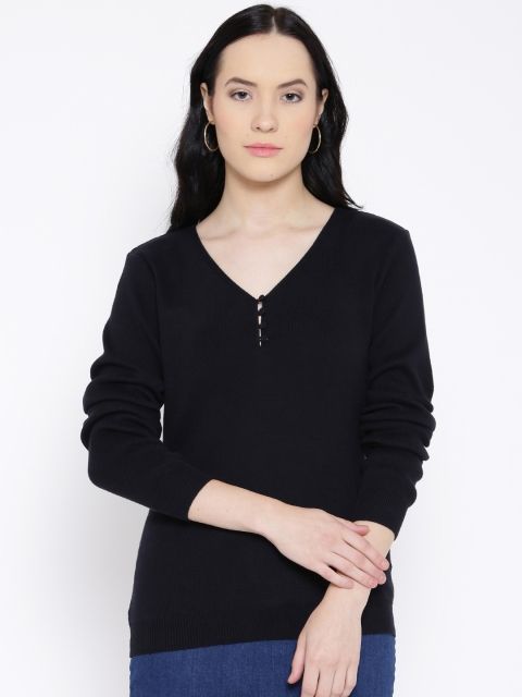 United Colors of Benetton Women Black Solid Sweater