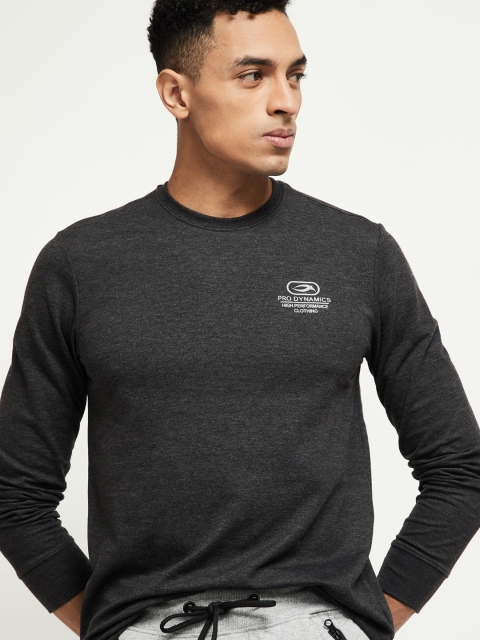 max Men Charcoal Solid T-shirt