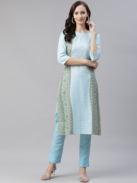 ZIYAA Women Blue & Green Ethnic Motifs Printed Regular Kurta with Trousers
ZIYAA Women Blue & Green Ethnic Motifs Printed Regular Kurta with Trousers