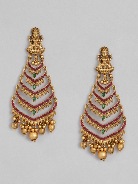 Peora Gold-Plated & Magenta Handcrafted Laxmi Temple Crescent Shaped Chandbali Earrings
Peora Gold-Plated & Magenta Handcrafted Laxmi Temple Crescent Shaped Chandbali Earrings