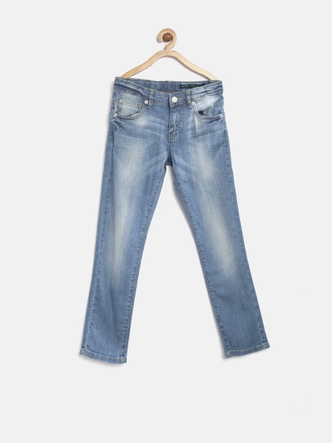 United Colors of Benetton Boys Blue Washed Skinny Fit Jeans