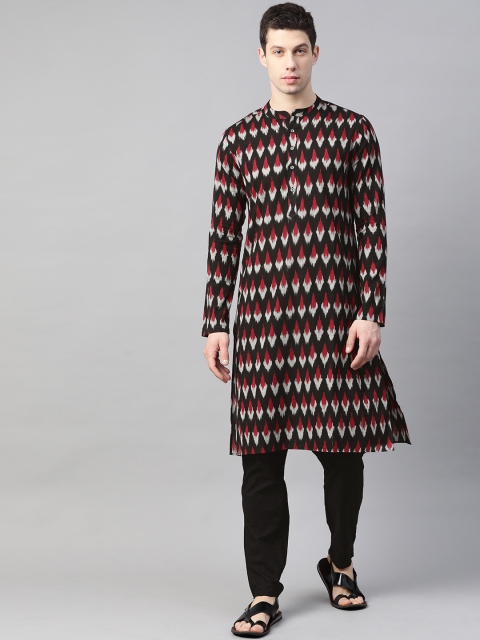 See Designs Men Black & Maroon Handloom Ikat Woven Design Pure Cotton Straight Kurta
See Designs Men Black & Maroon Handloom Ikat Woven Design Pure Cotton Straight Kurta
