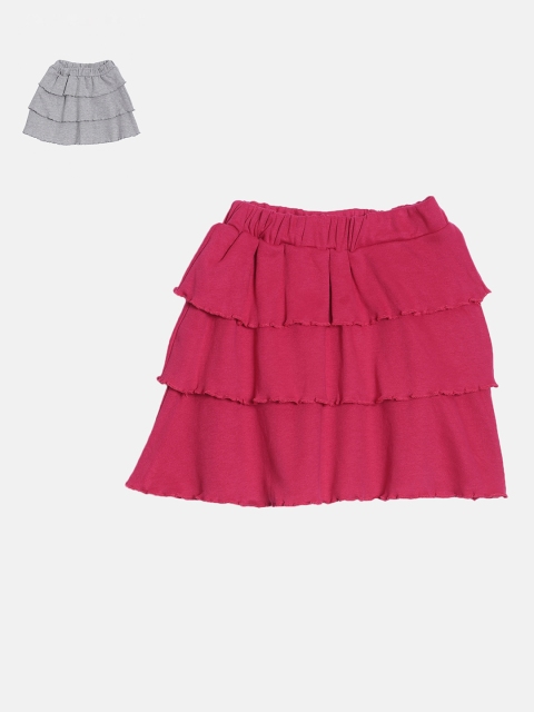 Kryptic Girls Pack Of 2 Tiered Skirts, Pink