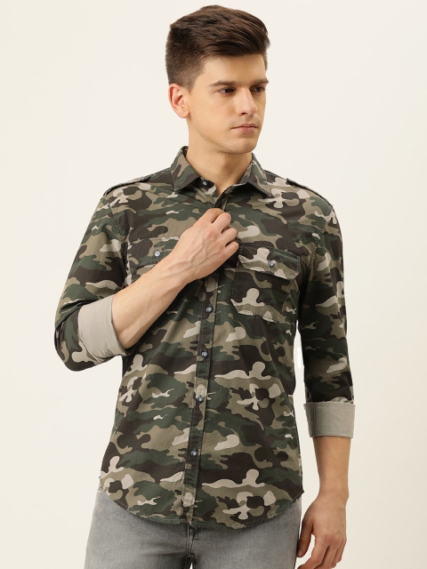 Peter England Casuals Men Olive Green & Beige Slim Camouflage Printed Pure Cotton Shirt
Peter England Casuals Men Olive Green & Beige Slim Camouflage Printed Pure Cotton Shirt