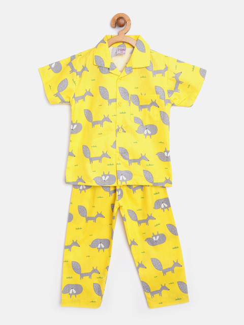 NAUTI KIDZ Boys Yellow & Charcoal Grey Conversational Print Pure Cotton Pyjamas Set
NAUTI KIDZ Boys Yellow & Charcoal Grey Conversational Print Pure Cotton Pyjamas Set