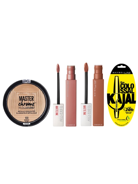 Maybelline New York Set Of Liquid Lipsticks - Master Chrome Highlighter - Colossal Kajal, Brown
Maybelline New York Set Of Liquid Lipsticks - Master Chrome Highlighter - Colossal Kajal, Brown