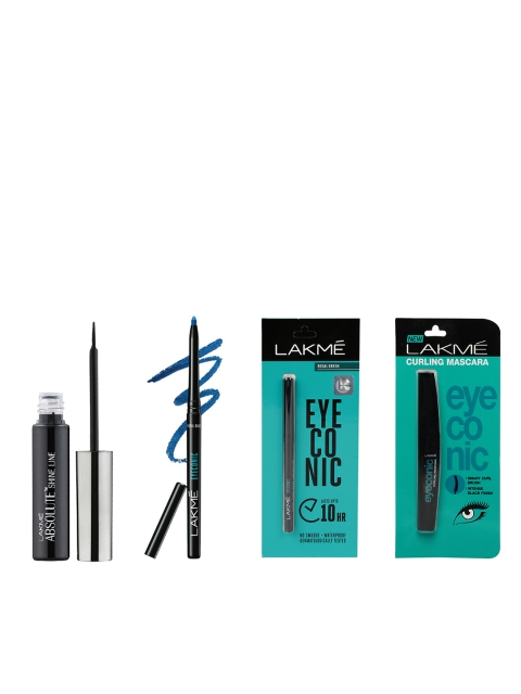 Lakme Set Of Absolute Shine Line Eye Liner - 2 Eyeconic Kajal - Curling Mascara, Black
Lakme Set Of Absolute Shine Line Eye Liner - 2 Eyeconic Kajal - Curling Mascara, Black