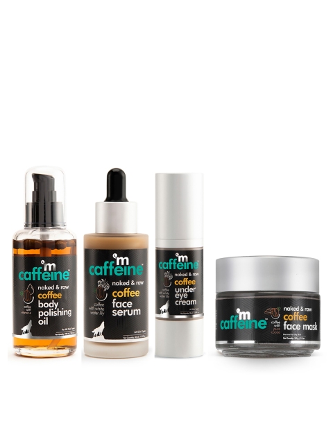 MCaffeine Coffee Set Of Face Serum-Body Polishing Oil-Under Eye Cream-Face Mask, Brown
MCaffeine Coffee Set Of Face Serum-Body Polishing Oil-Under Eye Cream-Face Mask, Brown