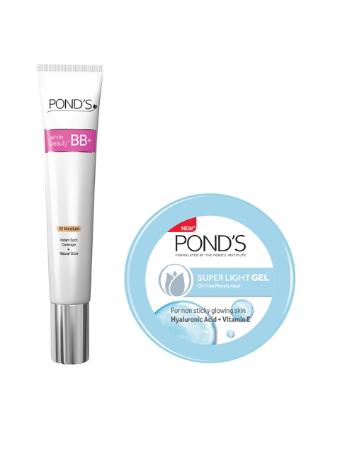 Ponds Super Light Gel Oil Free Moisturiser & White Beauty Instant Spot Coverage BB+ Cream, Blue
Ponds Super Light Gel Oil Free Moisturiser & White Beauty Instant Spot Coverage BB+ Cream, Blue