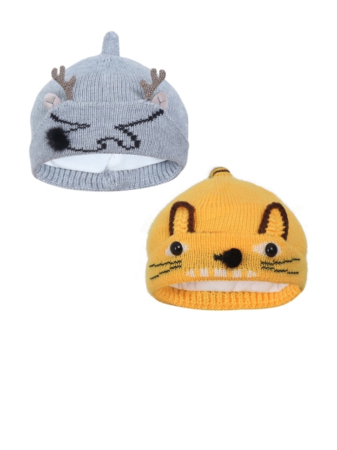 FabSeasons Boys Pack of 2 Beanie, Yellow