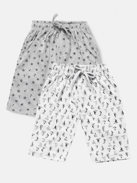 Urban Dog Boys White Conversational Printed Mid-Rise Regular Shorts