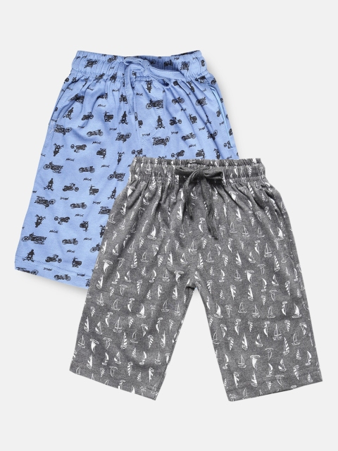 Urban Dog Boys Pack of 2 Printed Cotton Shorts, Grey