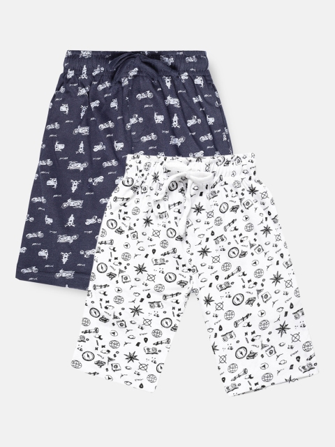 Urban Dog Boys Pack of 2 Knee-Length Cotton Shorts, Navy blue