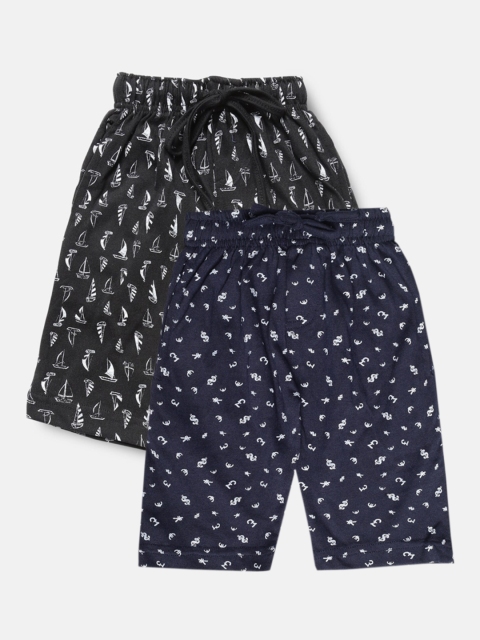 Urban Dog Boys Pack of 2 Knee-Length Cotton Shorts, Navy blue