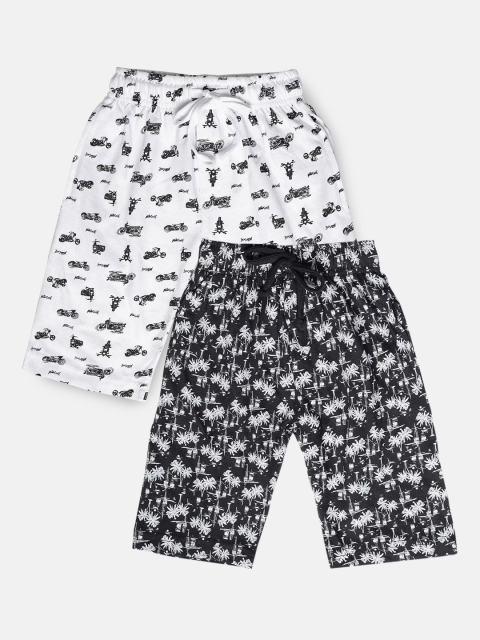 Urban Dog Boys Pack of 2 Knee-Length Cotton Shorts, Black