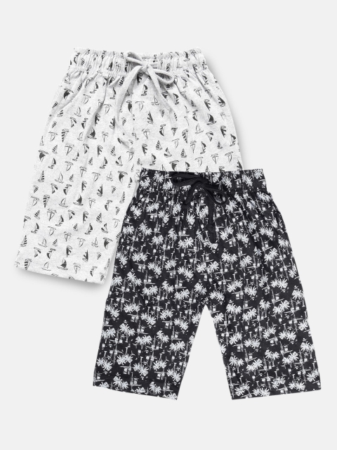Urban Dog Boys Pack of 2 Printed Cotton Shorts, Black