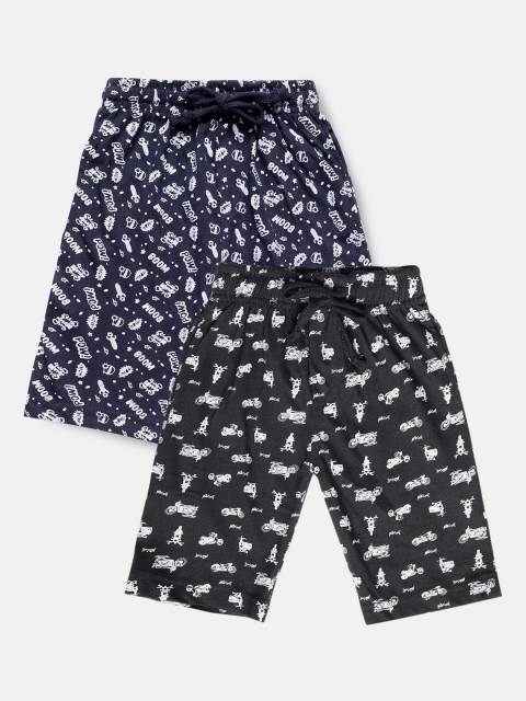 Urban Dog Boys Pack of 2 Knee-Length Cotton Shorts, Black