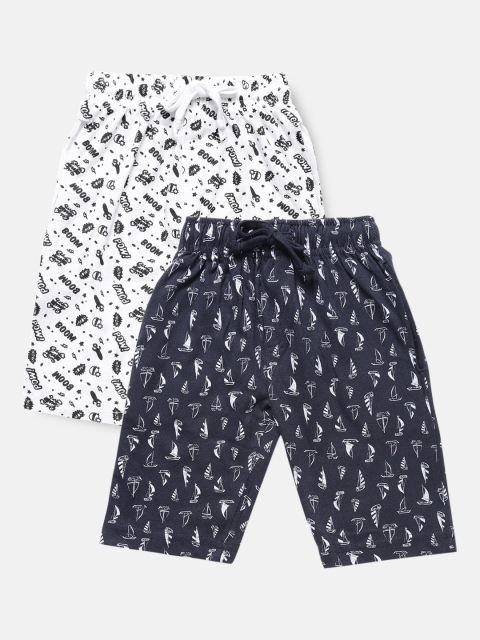 Urban Dog Boys Pack of 2 Printed Cotton Shorts, Navy blue