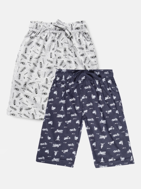 Urban Dog Boys Pack of 2 Printed Cotton Shorts, Navy blue