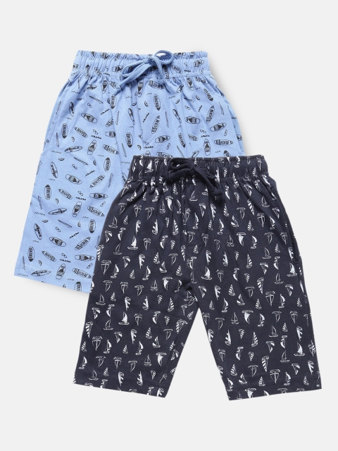 Urban Dog Boys Pack of 2 Printed Cotton Shorts, Navy blue