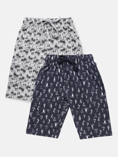 Urban Dog Boys Pack of 2 Printed Cotton Shorts, Navy blue