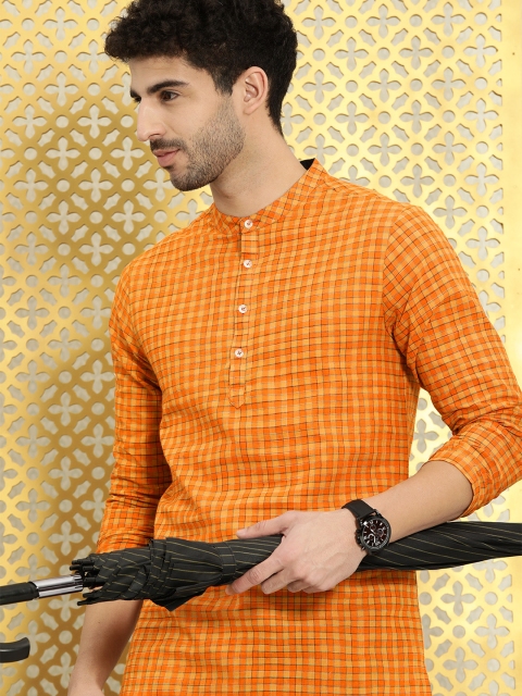 Ode by House of Pataudi Men Orange & Mustard Yellow Cotton Checked Rozana Straight Kurta
Ode by House of Pataudi Men Orange & Mustard Yellow Cotton Checked Rozana Straight Kurta