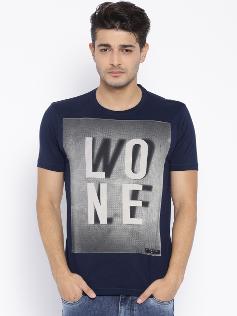 Flying Machine Men Navy Printed T-shirt, Navy blue