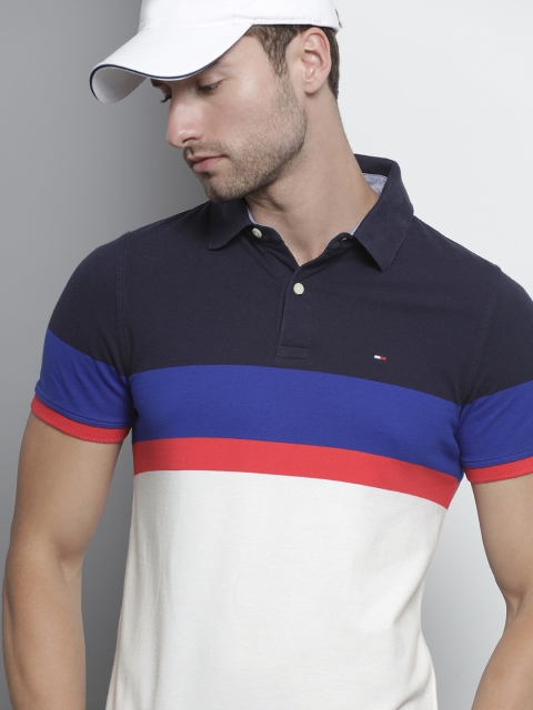 Tommy Hilfiger Men White & Blue Colourblocked Polo Collar Regular Sleeves Slim Fit T-shirt
Tommy Hilfiger Men White & Blue Colourblocked Polo Collar Regular Sleeves Slim Fit T-shirt