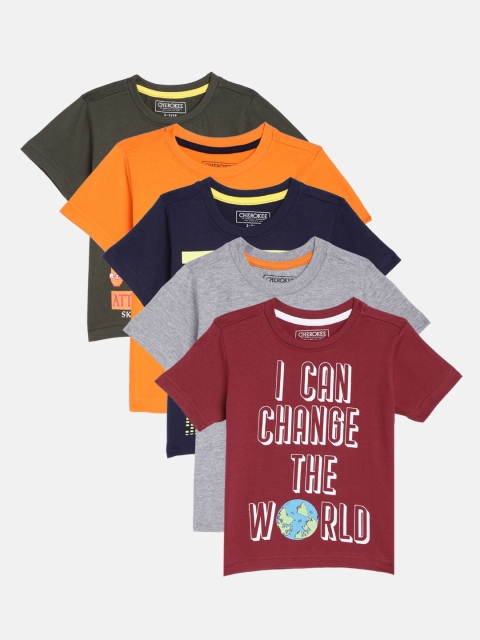 Cherokee Boys Pack of 5 Pure Cotton Typography Print Regular Fit Pure Cotton T-shirts, Maroon
Cherokee Boys Pack of 5 Pure Cotton Typography Print Regular Fit Pure Cotton T-shirts, Maroon