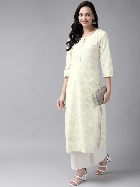 Ginni Arora Label Women Yellow & Silver Ethnic Motifs Print Gotta Patti Straight Kurta
Ginni Arora Label Women Yellow & Silver Ethnic Motifs Print Gotta Patti Straight Kurta