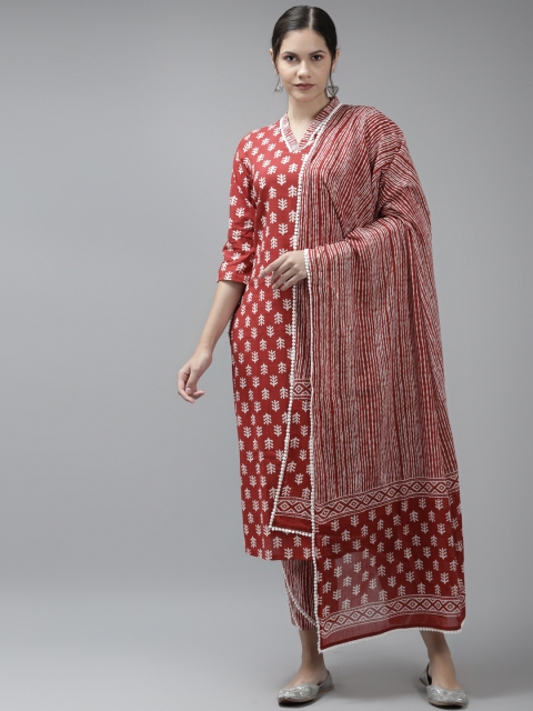 Amirah s Women Maroon Ethnic Motifs Printed Pure Cotton Kurta with Palazzos & Dupatta
Amirah s Women Maroon Ethnic Motifs Printed Pure Cotton Kurta with Palazzos & Dupatta