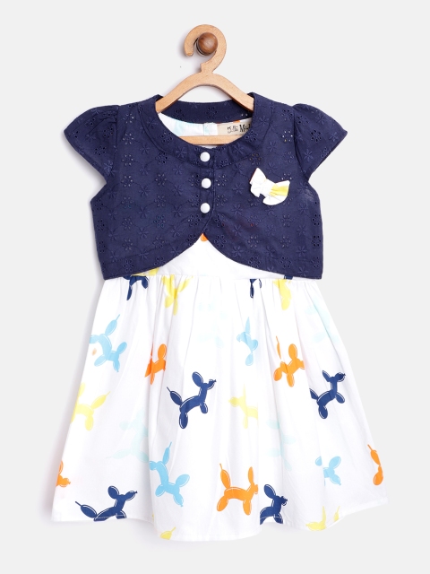 Bella Moda Girls White & Navy Printed Fit & Flare Dress with Schiffli Embroidered Shrug
Bella Moda Girls White & Navy Printed Fit & Flare Dress with Schiffli Embroidered Shrug