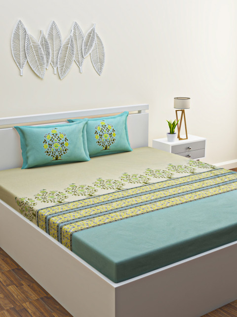 HOME AFFAIRS Beige & Green Printed 180 TC Premium King Size Bedsheet with 2 Pillow Covers
HOME AFFAIRS Beige & Green Printed 180 TC Premium King Size Bedsheet with 2 Pillow Covers