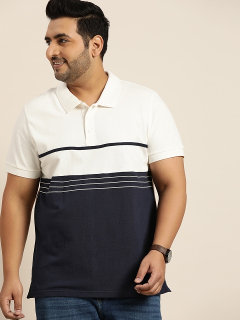 Sztori Men Plus Size Navy Blue White Pure Cotton Colourblocked Polo Collar Pure Cotton T-shirt
Sztori Men Plus Size Navy Blue White Pure Cotton Colourblocked Polo Collar Pure Cotton T-shirt