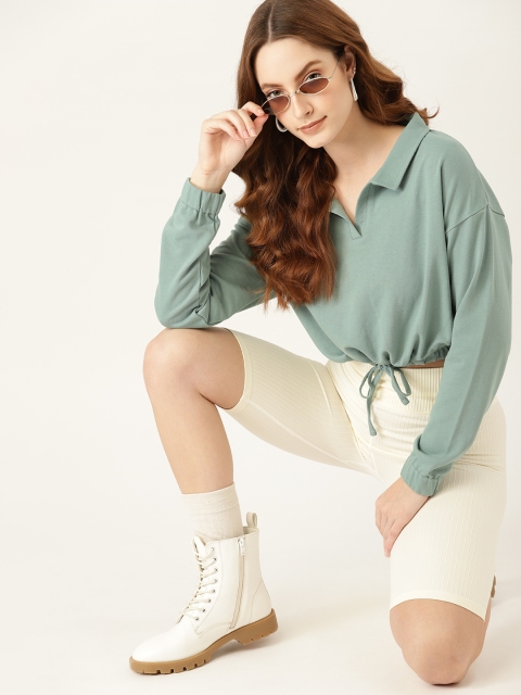 DressBerry Women Sea Green Sweatshirt