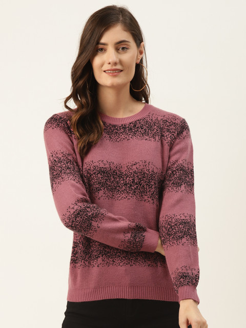 Madame Women Pink & Black Striped Pullover
Madame Women Pink & Black Striped Pullover