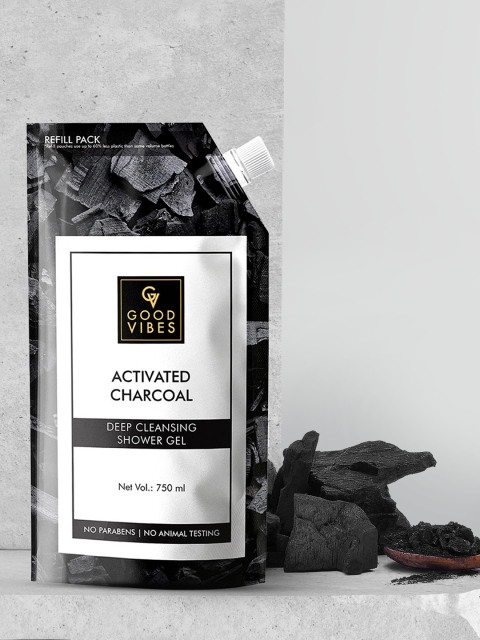 Good Vibes Activated Charcoal Deep Cleansing Shower Gel Refill Pack (750 ml), Black
Good Vibes Activated Charcoal Deep Cleansing Shower Gel Refill Pack (750 ml), Black