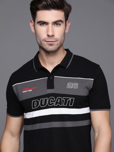 Ducati Men Black Grey Pure Cotton Brand Logo Striped Polo Collar Pure Cotton T-shirt
Ducati Men Black Grey Pure Cotton Brand Logo Striped Polo Collar Pure Cotton T-shirt