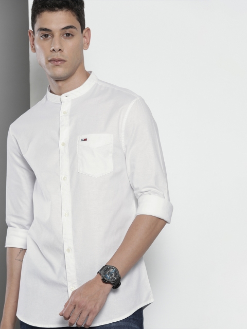 Tommy Hilfiger Men White Slim Fit Casual Shirt