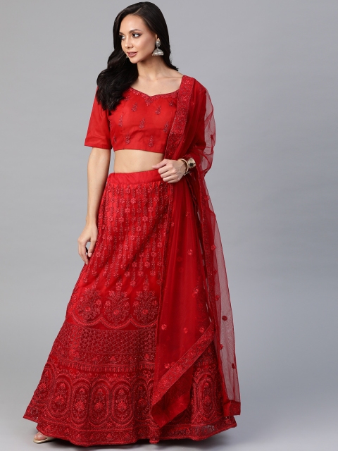 SHUBHVASTRA Red Embroidered Beads and Stones Semi-Stitched Lehenga & Unstitched Blouse With Dupatta
SHUBHVASTRA Red Embroidered Beads and Stones Semi-Stitched Lehenga & Unstitched Blouse With Dupatta