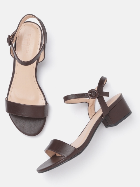 Van Heusen Woman Coffee Brown PU Block Sandals