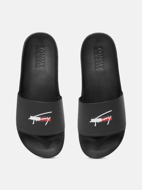 Tommy Hilfiger Men Black Brand Logo Printed Sliders