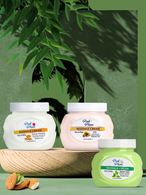 GRACIT Set of 3 Paraben Free Gold Honey Almond Neem Tulsi Face & Body Massage Cream, Multi
GRACIT Set of 3 Paraben Free Gold Honey Almond Neem Tulsi Face & Body Massage Cream, Multi