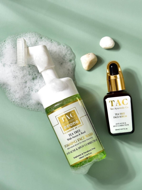 TAC - The Ayurveda Co. Tea Tree Face Serum & Anti-Acne Spot Correcting Foaming Face Wash, Green
TAC - The Ayurveda Co. Tea Tree Face Serum & Anti-Acne Spot Correcting Foaming Face Wash, Green