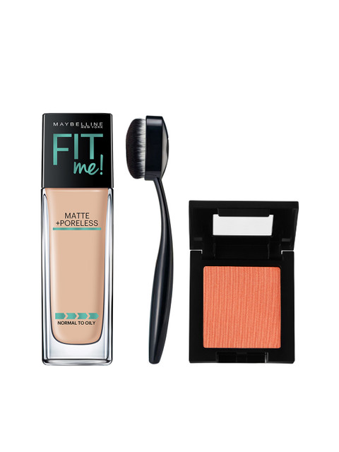 Maybelline Set of Foundation Classic Ivory 120 & Fit Me Blush- Nude Peach with Brush, Beige
Maybelline Set of Foundation Classic Ivory 120 & Fit Me Blush- Nude Peach with Brush, Beige