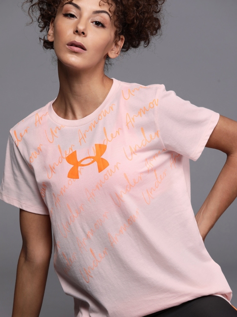 UNDER ARMOUR Women Pink & Orange Brand Logo Live Script Repeat Loose Short Sleeve T-shirt
UNDER ARMOUR Women Pink & Orange Brand Logo Live Script Repeat Loose Short Sleeve T-shirt