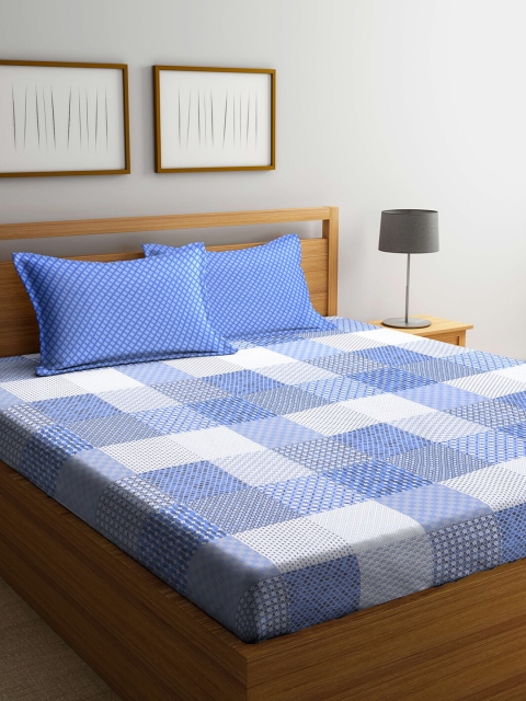 Weaving Magic Blue & White Geometric 104 TC Cotton Queen Bedsheet with 2 Pillow Covers
Weaving Magic Blue & White Geometric 104 TC Cotton Queen Bedsheet with 2 Pillow Covers