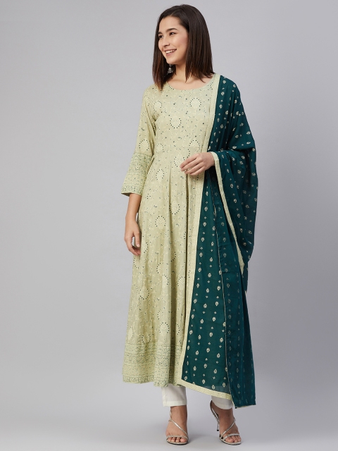 AHIKA Women Green & Golden Ethnic Motifs Printed Pure Cotton Kurta With Matching Dupatta
AHIKA Women Green & Golden Ethnic Motifs Printed Pure Cotton Kurta With Matching Dupatta