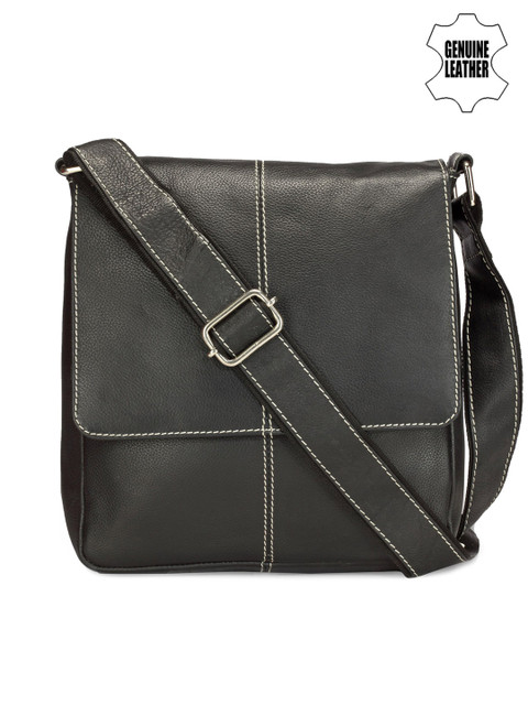 Teakwood Leathers Unisex Black Leather Messenger Bag 
Teakwood Leathers Unisex Black Leather Messenger Bag